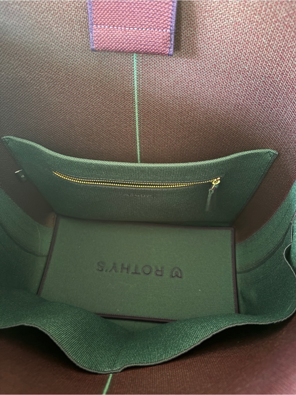 Rothy’s Bucket Shoulder Bag in Plum with Green Strap - like new - Picture 8 of 9